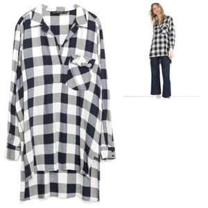 Zara Basic Collection Loose Checked Blouse - NWT
